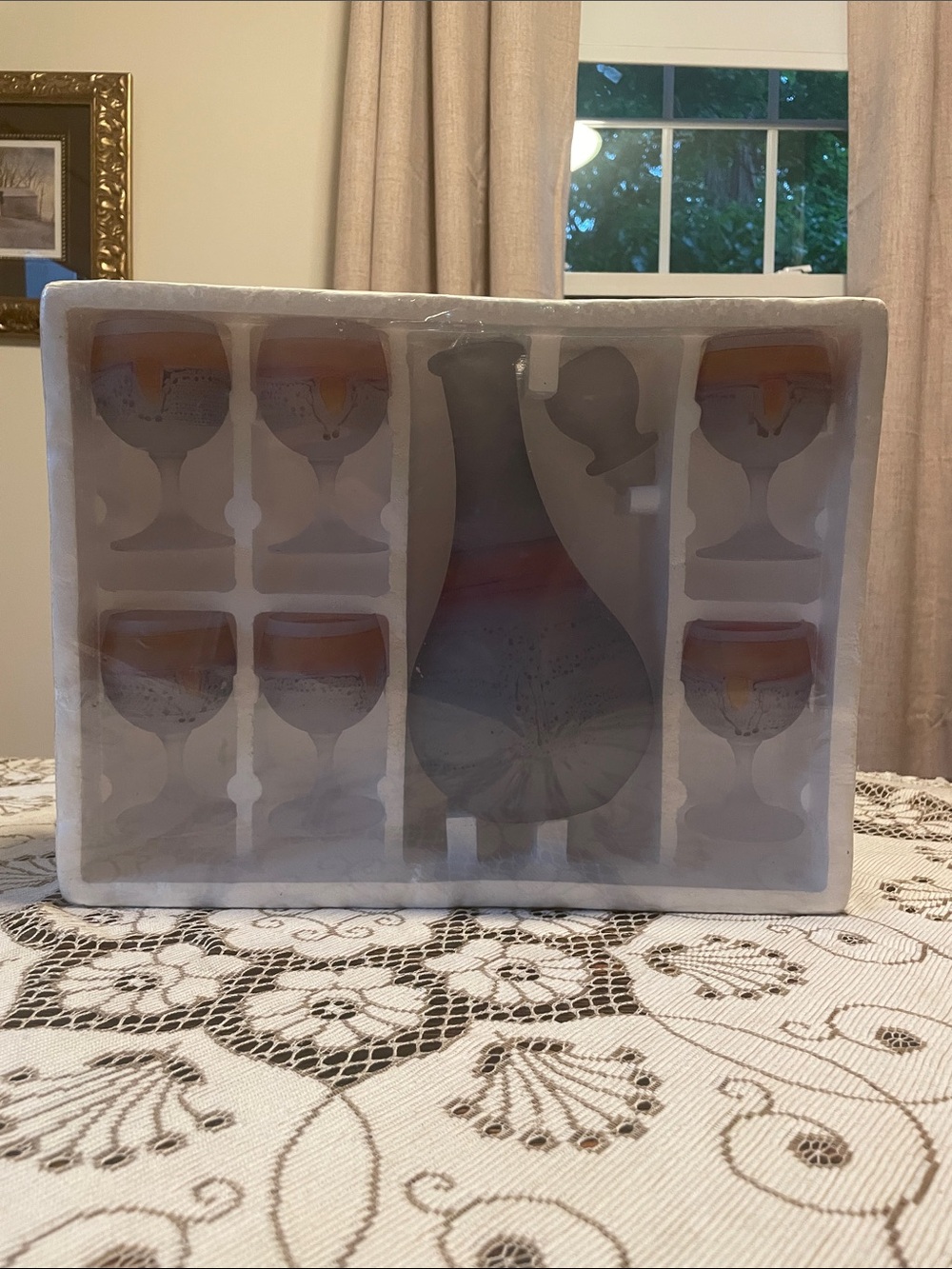 Glass Decanter and Goblet Set - Amber Gradient